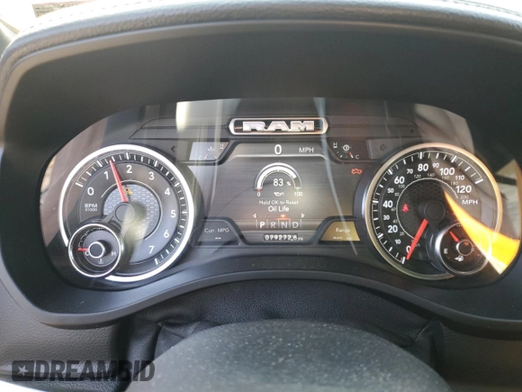 2019 Ram 1500 Laramie with VIN 1C6SRFDT3KN602992, listed as a Copart auction lot 44276045 with 79,272 mi miles and Salvage Title. Bid and sale history available at carsss.com. Image 9.
