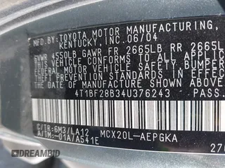 2004 Toyota Avalon XL with VIN 4T1BF28B34U376243, listed as a IAAI auction lot 41708833 with 248,591 mi miles and . Bid and sale history available at DreamBid. Image 9.