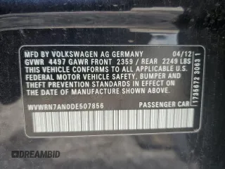 2013 Volkswagen CC Lux with VIN WVWRN7AN0DE507856, listed as a Copart auction lot 60187045 with 144,953 mi miles and Salvage title. Bid and sale history available at DreamBid. Image 13.