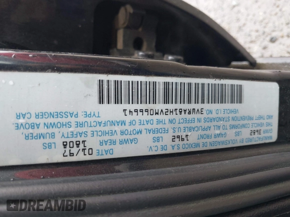 1997 Volkswagen Jetta с VIN 3VWRA81H2VM066641, выставлен на аукционе IAAI как лот 41824550 с пробегом 255 075 миль миль и . История ставок и продаж доступна на DreamBid. Изображение 9.