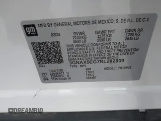 2024 Chevrolet Equinox LS with VIN 3GNAX5EG7RL282809, listed as a IAAI auction lot 41303269 with 5,291 mi miles. Bid and sale history available at carsss.com. Image 8.