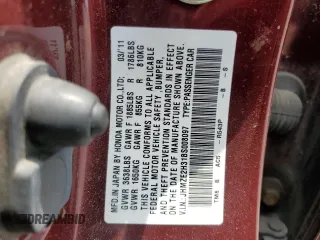 2011 Honda Insight with VIN JHMZE2H31BS008097, listed as a Copart auction lot 60780625 with 111,688 mi miles and Salvage title. Bid and sale history available at DreamBid. Image 12.
