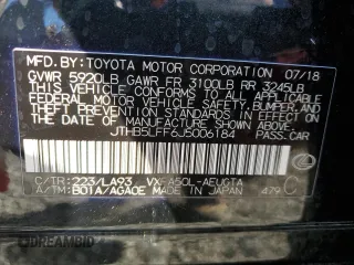 2018 Lexus LS with VIN JTHB5LFF6J5006184, listed as a Copart auction lot 46463555 with 34,506 mi miles and Salvage Title. Bid and sale history available at carsss.com. Image 12.