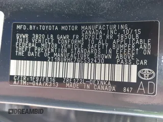 2016 Toyota Corolla L with VIN 2T1BURHE7GC532430, listed as a IAAI auction lot 42242711 with 137,206 mi miles and . Bid and sale history available at DreamBid. Image 9.