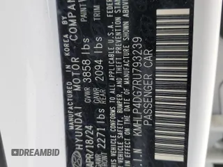 2024 Hyundai Elantra Limited with VIN KMHLP4DG7RU793239, listed as a Copart auction lot 50755805 with 2,535 mi miles and Salvage Title. Bid and sale history available at DreamBid. Image 14.