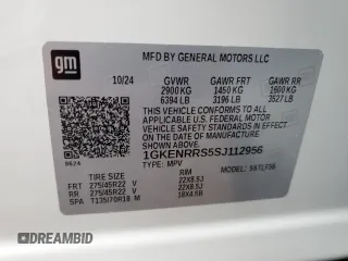 2025 GMC Acadia AWD Denali z VIN 1GKENRRS5SJ112956, wystawiony jako Copart lot #88311685 z przebiegiem 941 mil mil oraz Szkoda całkowita • Salvage title. Historia ofert i sprzedaży dostępna na DreamBid. Obrazek 15.