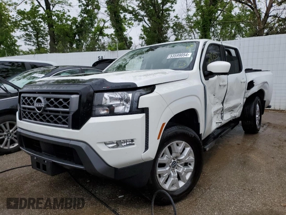 2022 Nissan Frontier S with VIN 1N6ED1EK6NN646015, listed as a Copart auction lot 53599054 with 21,055 mi miles and Salvage title. Bid and sale history available at DreamBid. Image 1.