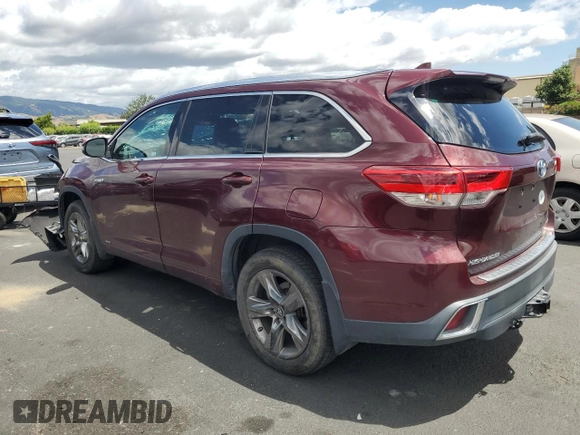 2017 Toyota Highlander Hybrid Limited with VIN 5TDDGRFH4HS022168, listed as a Copart auction lot 56943285 with 114,250 mi miles and Salvage title. Bid and sale history available at DreamBid. Image 2.