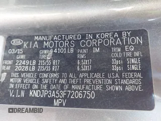 2015 Kia Soul + with VIN KNDJP3A53F7206750, listed as a IAAI auction lot 42175012 with 113,852 mi miles and . Bid and sale history available at DreamBid. Image 9.