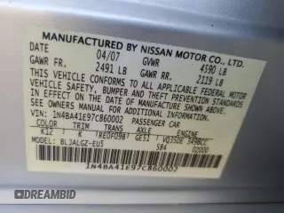 2007 Nissan Maxima 3.5 SE with VIN 1N4BA41E97C860002, listed as a Copart auction lot 78875834 with 157,378 mi miles and Clean Title. Bid and sale history available at carsss.com. Image 12.