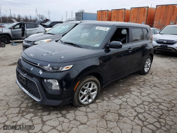 2021 Kia Soul S with VIN KNDJ23AU1M7125264, listed as a Copart auction lot 44117115 with 0 mi miles and Salvage Title. Bid and sale history available at carsss.com. Image 1.