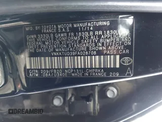 2015 Toyota Yaris L with VIN VNKKTUD39FA028708, listed as a IAAI auction lot 40978326 with 83,377 mi miles. Bid and sale history available at carsss.com. Image 9.