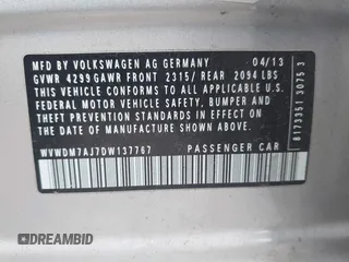 2013 Volkswagen Golf TDI z VIN WVWDM7AJ7DW137767, wystawiony jako IAAI lot #41548852 z przebiegiem 102 984 mil mil oraz . Historia ofert i sprzedaży dostępna na DreamBid. Obrazek 9.
