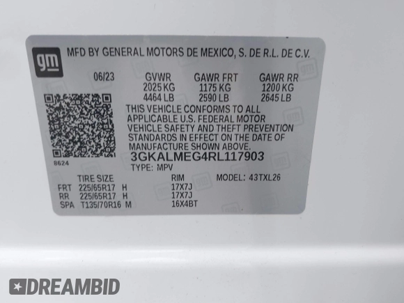 2024 GMC Terrain SLE z VIN 3GKALMEG4RL117903, wystawiony jako IAAI lot #41718454 z przebiegiem 3 408 mil mil oraz . Historia ofert i sprzedaży dostępna na DreamBid. Obrazek 9.