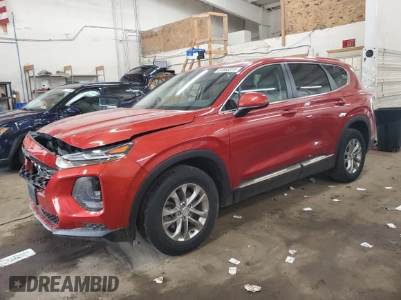 2019 Hyundai Santa Fe SE with VIN 5NMS2CAD4KH070822, listed as a Copart auction lot 61863315 with 74,865 mi miles and Salvage title. Bid and sale history available at DreamBid. Image 1.