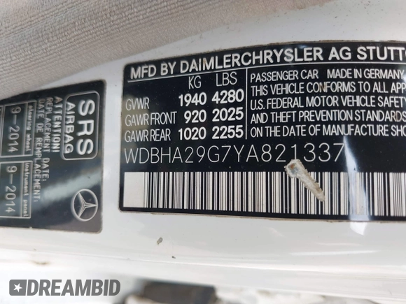 2000 Mercedes-Benz C 230/260/280/320 with VIN WDBHA29G7YA821337, listed as a IAAI auction lot 42210808 with 148,903 mi miles and . Bid and sale history available at carsss.com. Image 9.