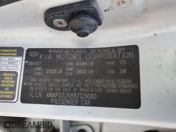 2008 Kia Rondo LX with VIN KNAFG526887129060, listed as a Copart auction lot 52691285 with 130,977 mi miles and Salvage Title. Bid and sale history available at carsss.com. Image 13.