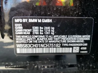 2022 BMW M5 z VIN WBS83CH01NCH75182, wystawiony jako Copart lot #46284903 z przebiegiem Nie podano mil oraz . Historia ofert i sprzedaży dostępna na DreamBid. Obrazek 12.