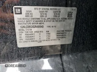 2016 Chevrolet Tahoe Commercial with VIN 1GNLCDEC6GR406943, listed as a Copart auction lot 51538255 with 180,037 mi miles and Salvage title. Bid and sale history available at DreamBid. Image 14.
