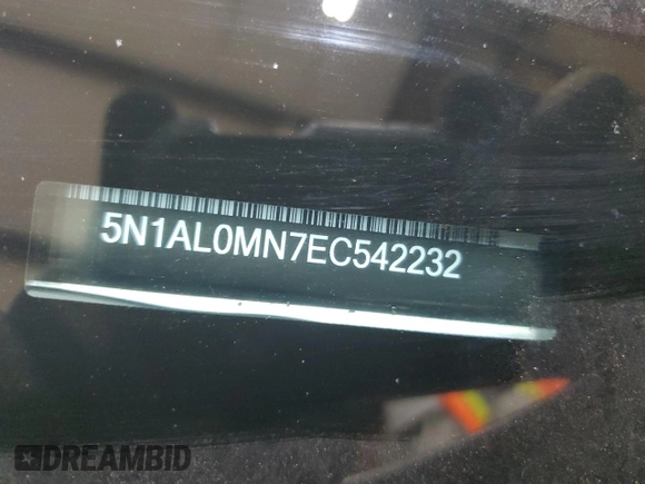 2014 Infiniti QX60 with VIN 5N1AL0MN7EC542232, listed as a Copart auction lot 52724485 with 157,682 mi miles and Salvage title. Bid and sale history available at DreamBid. Image 13.