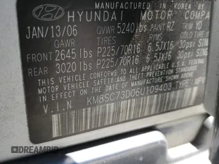 2006 Hyundai Santa Fe GLS with VIN KM8SC73D06U109403, listed as a Copart auction lot 49452365 with 138,445 mi miles and Salvage Title. Bid and sale history available at carsss.com. Image 13.