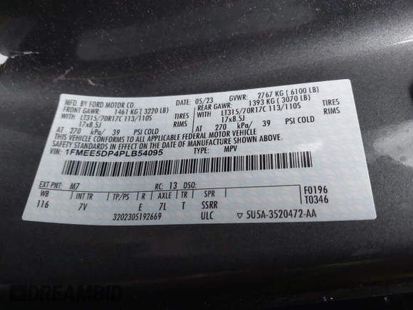 2023 Ford Bronco z VIN 1FMEE5DP4PLB54095, wystawiony jako IAAI lot #41445801 z przebiegiem 12 170 mil mil oraz . Historia ofert i sprzedaży dostępna na DreamBid. Obrazek 9.