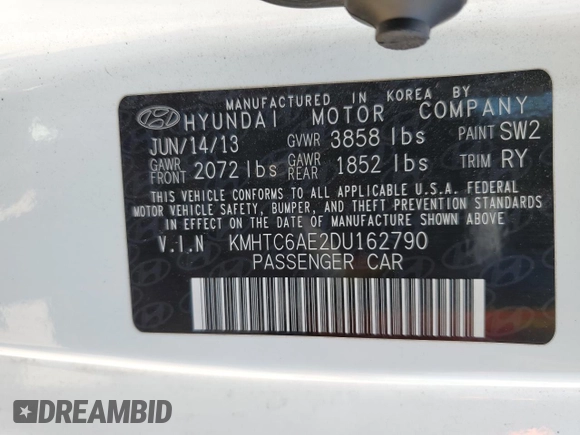 2013 Hyundai Veloster Turbo with VIN KMHTC6AE2DU162790, listed as a Copart auction lot 66404685 with 128,120 mi miles and Clean title. Bid and sale history available at DreamBid. Image 13.