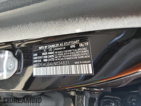 2020 Mercedes-Benz CLA 250 with VIN WDD5J4GB4LN034831, listed as a Copart auction lot 69432193 with 8,867 mi miles and . Bid and sale history available at DreamBid. Image 12.