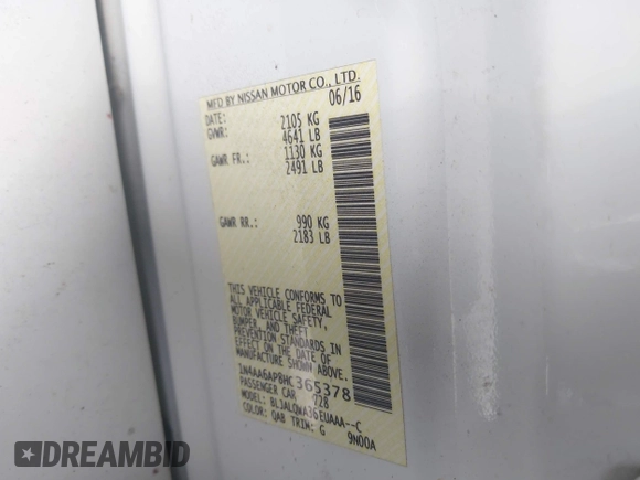 2017 Nissan Maxima SV z VIN 1N4AA6AP8HC365378, wystawiony jako IAAI lot #41984258 z przebiegiem 159 267 mil mil oraz . Historia ofert i sprzedaży dostępna na DreamBid. Obrazek 9.
