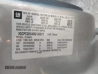 2013 Chevrolet Silverado 1500 LT with VIN 3GCPCSE04DG133517, listed as a IAAI auction lot 41580539 with 126,310 mi miles and . Bid and sale history available at DreamBid. Image 9.
