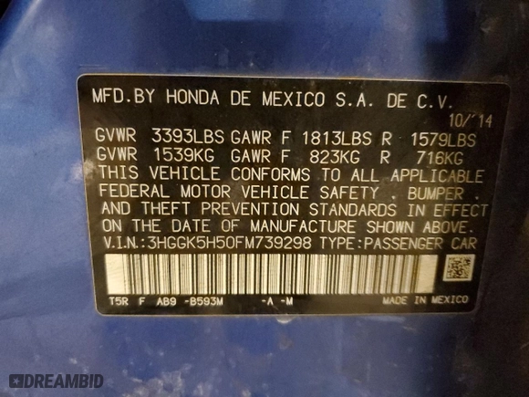 2015 Honda Fit LX with VIN 3HGGK5H50FM739298, listed as a Copart auction lot 51103785 with 90,222 mi miles and Salvage Title. Bid and sale history available at carsss.com. Image 12.