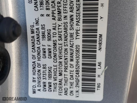 2017 Honda Civic Coupe LX with VIN 2HGFC4B52HH305820, listed as a Copart auction lot 85129214 with 96,314 mi miles and Salvage Title. Bid and sale history available at carsss.com. Image 12.