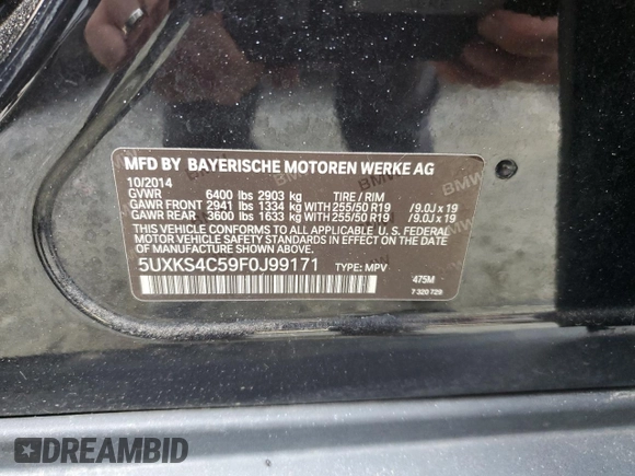 2015 BMW X5 xDrive35d with VIN 5UXKS4C59F0J99171, listed as a Copart auction lot 49256705 with 0 mi miles and Clean Title. Bid and sale history available at carsss.com. Image 13.