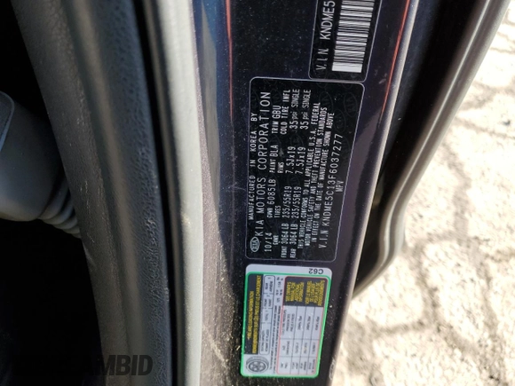 2015 Kia Sedona SX-L with VIN KNDME5C13F6037277, listed as a Copart auction lot 44452425 with 99,606 mi miles and Salvage Title. Bid and sale history available at DreamBid. Image 13.