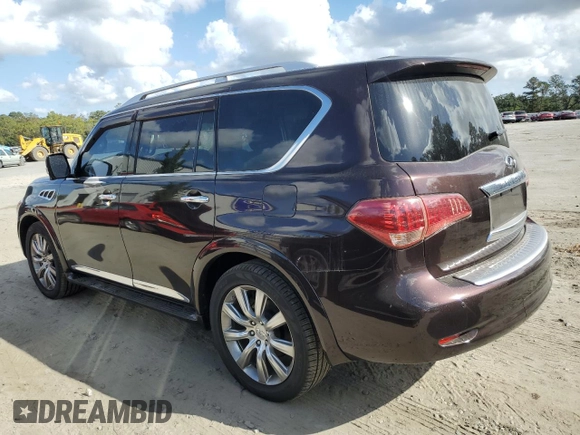 2011 Infiniti QX56 8-passenger with VIN JN8AZ2NC6B9302422, listed as a Copart auction lot 78428204 with 98,044 mi miles and Salvage Title. Bid and sale history available at carsss.com. Image 2.