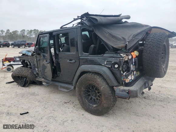 2018 Jeep Wrangler Unlimited Sport with VIN 1C4HJXDG4JW163183, listed as a Copart auction lot 45797205 with 96,979 mi miles and Salvage Title. Bid and sale history available at carsss.com. Image 2.