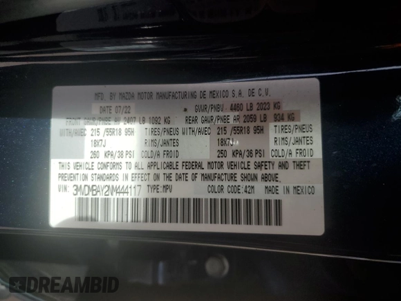 2022 Mazda CX-30 2.5 Turbo with VIN 3MVDMBAY2NM444117, listed as a Copart auction lot 70339374 with 29,260 mi miles and Salvage Title. Bid and sale history available at DreamBid. Image 13.