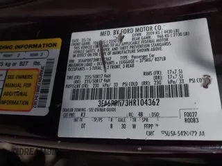 2017 Ford Fusion SE with VIN 3FA6P0H73HR104362, listed as a IAAI auction lot 41443826 with 126,669 mi miles. Bid and sale history available at carsss.com. Image 9.
