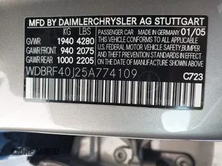 2005 Mercedes-Benz C 230 Kompressor with VIN WDBRF40J25A774109, listed as a IAAI auction lot 42010040 with 39,511 mi miles and . Bid and sale history available at DreamBid. Image 9.