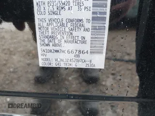 2017 Nissan Pathfinder SL with VIN 5N1DR2MM7HC667864, listed as a IAAI auction lot 41219528 with 127,240 mi miles. Bid and sale history available at carsss.com. Image 9.