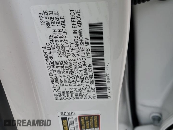 2024 Acura RDX w/Advance Package with VIN 5J8TC2H72RL012715, listed as a Copart auction lot 72813804 with 3,737 mi miles and Salvage Title. Bid and sale history available at carsss.com. Image 12.