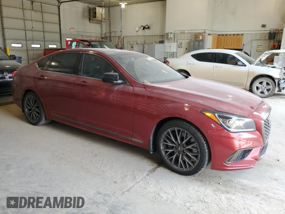 2018 Genesis G80 Sport with VIN KMHGN4JB3JU280347, listed as a Copart auction lot 57339575 with 71,023 mi miles and Salvage title. Bid and sale history available at DreamBid. Image 4.