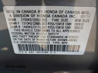 2011 Acura MDX with VIN 2HNYD2H27BH543623, listed as a IAAI auction lot 41833381 with Not Provided miles and . Bid and sale history available at carsss.com. Image 9.