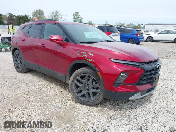 2023 Chevrolet Blazer LT with VIN 3GNKBJRSXPS147109, listed as a IAAI auction lot 42137595 with 16,533 mi miles and . Bid and sale history available at DreamBid. Image 1.