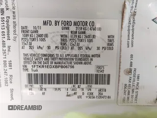 2011 Ford Ranger XL with VIN 1FTKR1EDXBPB06756, listed as a IAAI auction lot 42062357 with 148,660 mi miles and . Bid and sale history available at DreamBid. Image 9.