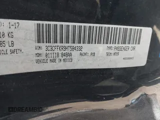 2017 FIAT 500 Pop с VIN 3C3CFFKR9HT584332, выставлен на аукционе IAAI как лот 42313257 с пробегом 131 182 миль миль и . История ставок и продаж доступна на DreamBid. Изображение 9.