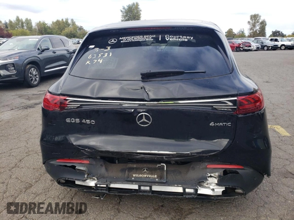 2023 Mercedes-Benz EQS with VIN 4JGDM2EB6PA015291, listed as a Copart auction lot 75398504 with 0 mi miles and Clean Title. Bid and sale history available at carsss.com. Image 6.