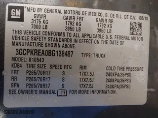 2011 Chevrolet Silverado 1500 LS with VIN 3GCPKREA0BG138487, listed as a IAAI auction lot 41305551 with 101,583 mi miles. Bid and sale history available at carsss.com. Image 9.