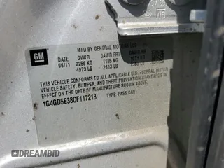2012 Buick LaCrosse Premium 1 with VIN 1G4GD5E38CF117213, listed as a Copart auction lot 57071975 with 167,720 mi miles and Salvage title. Bid and sale history available at DreamBid. Image 12.