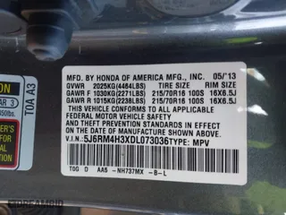 2013 Honda CR-V LX with VIN 5J6RM4H3XDL073036, listed as a IAAI auction lot 41241029 with 179,621 mi miles. Bid and sale history available at carsss.com. Image 9.